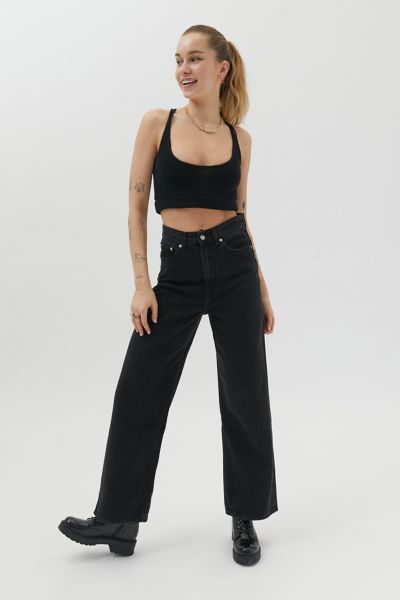 Levi's High Loose Straight Leg Jeans In Black In Washed Black