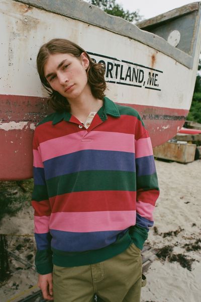 Urban Outfitters Uo Club Heavyweight Stripe Rugby Shirt In Assorted