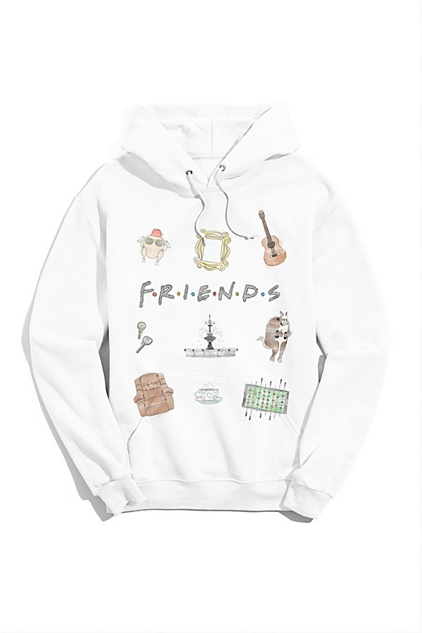 Urban Outfitters Friends Classic Logo Icon Hoodie Sweatshirt In White