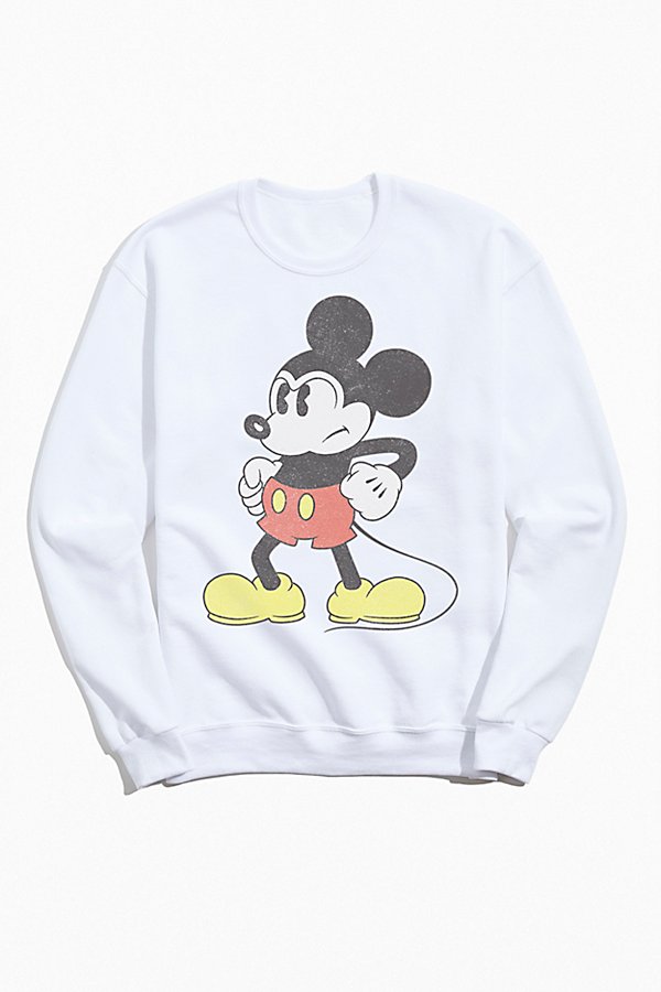 Urban Outfitters Disney Mickey Mouse Classic Pose Crew Neck Sweatshirt In White