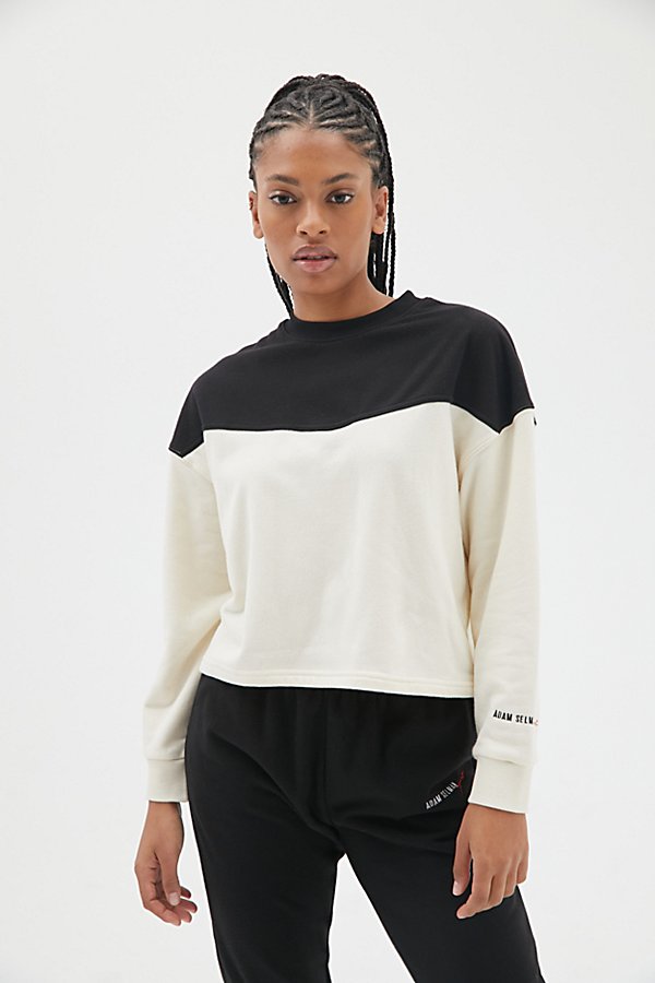 Adam Selman Sport Boxy Pullover Sweatshirt In Cream