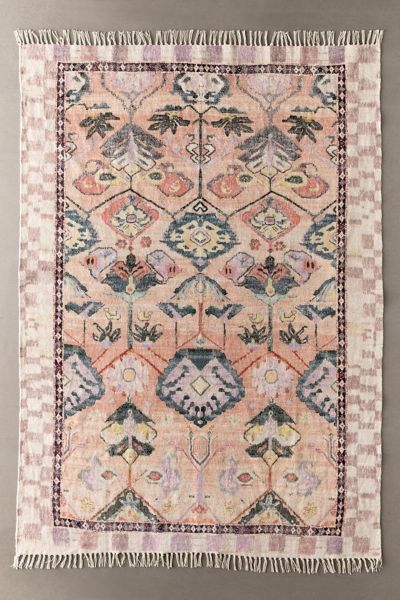 Urban Outfitters Josza Printed Boho Chenille Rug In Peach