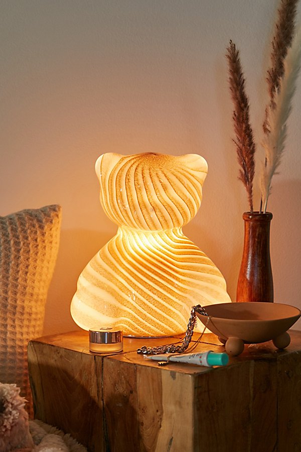 Urban Outfitters Teddy Bear Glass Table Lamp In Taupe