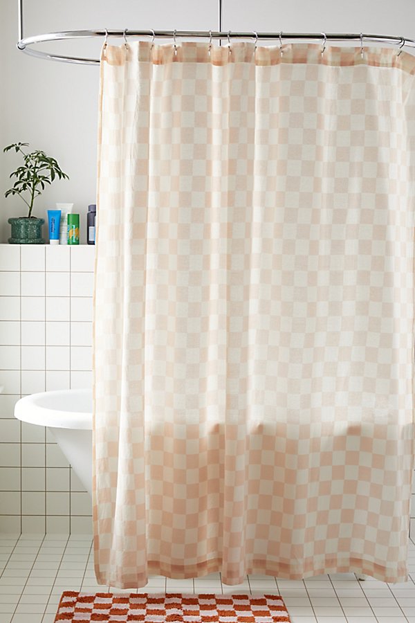 Urban Outfitters Checkerboard Shower Curtain In Cream