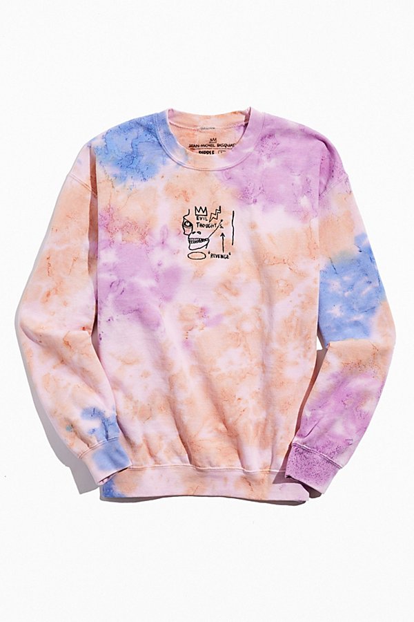 Urban Outfitters Basquiat Evil Thoughts Tie-dye Crew Neck Sweatshirt In Assorted