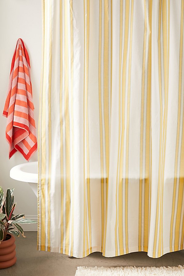 Urban Outfitters Ina Striped Shower Curtain In Yellow