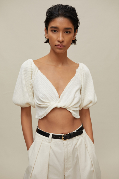 Urban Outfitters Uo Lena Twist-front Top In Ivory | ModeSens