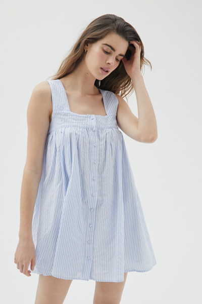 Urban Outfitters Uo Nicole Striped Frock Dress In Blue | ModeSens