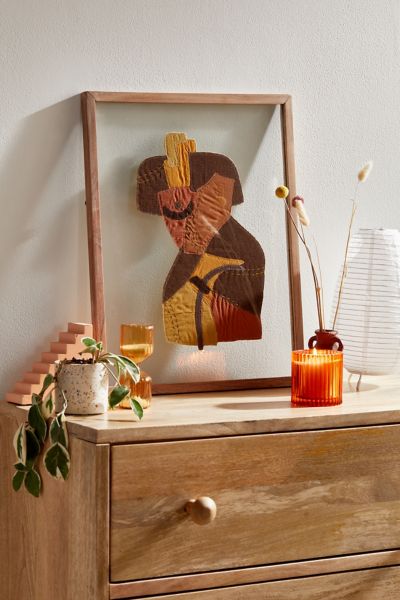 Urban Outfitters Lady Collaged Tonal Fabric Framed Wall Art In Brown