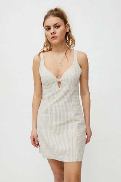 Urban Outfitters Uo Why Not Seersucker Mini Dress In White