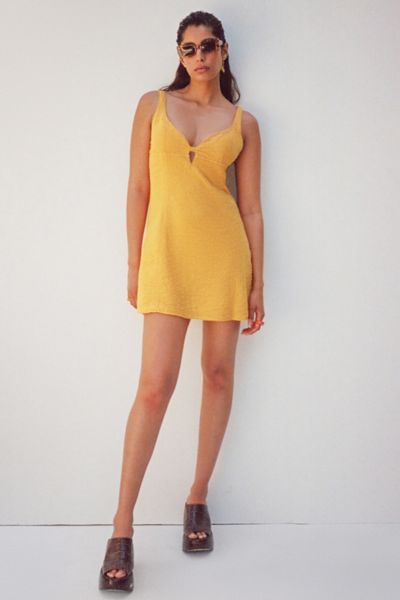 Urban Outfitters Uo Why Not Seersucker Mini Dress In Yellow