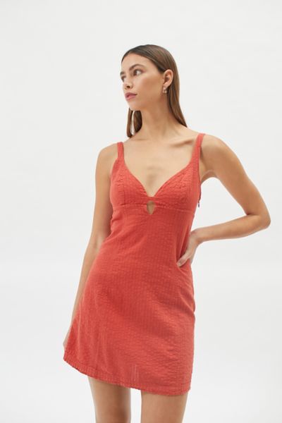 Urban Outfitters Uo Why Not Seersucker Mini Dress In Rust