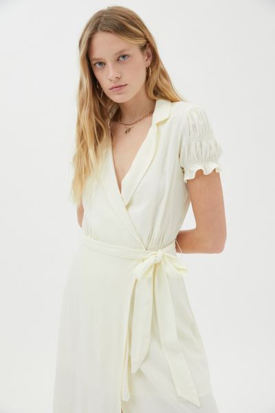 Urban Outfitters Uo Spring Day Midi Wrap Dress In White