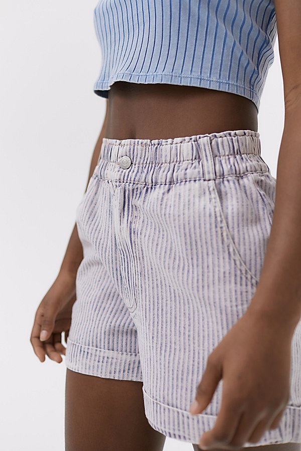 Bdg Pull-on High-waisted Mom Short - Striped Denim In Pink