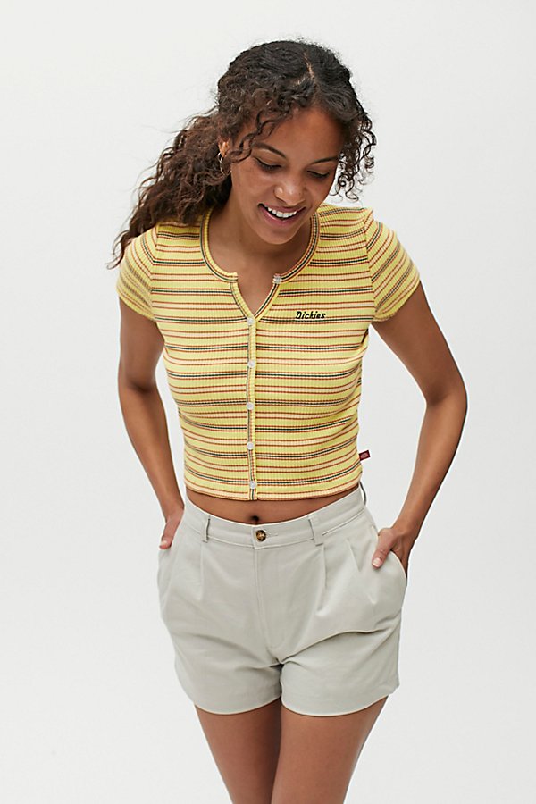 Dickies Button-front Tee In Yellow Multi