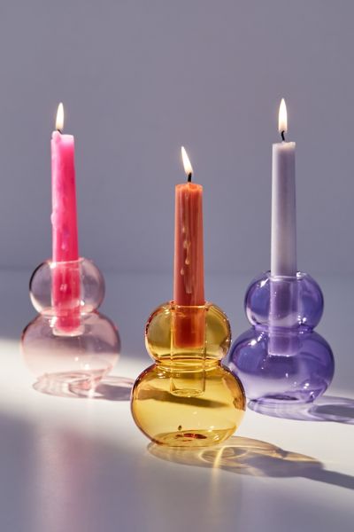 Paddywax Glass Taper Candle Holder In Yellow