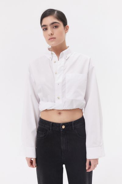 Bdg Timmy Twist-front Button-down Shirt In White
