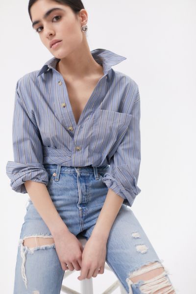 BDG TIMMY TWIST-FRONT BUTTON-DOWN SHIRT 61131488