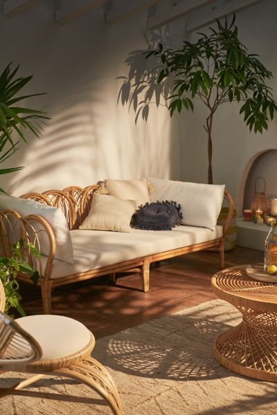 Urban Outfitters Melody Rattan Daybed In Natural