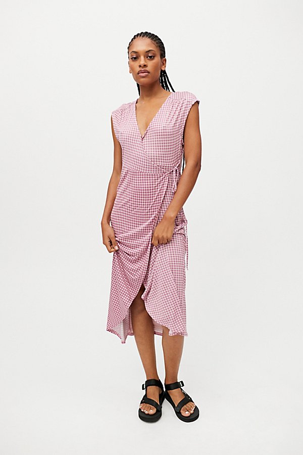 Urban Outfitters Uo Zina Wrap Midi Dress In Pink | ModeSens