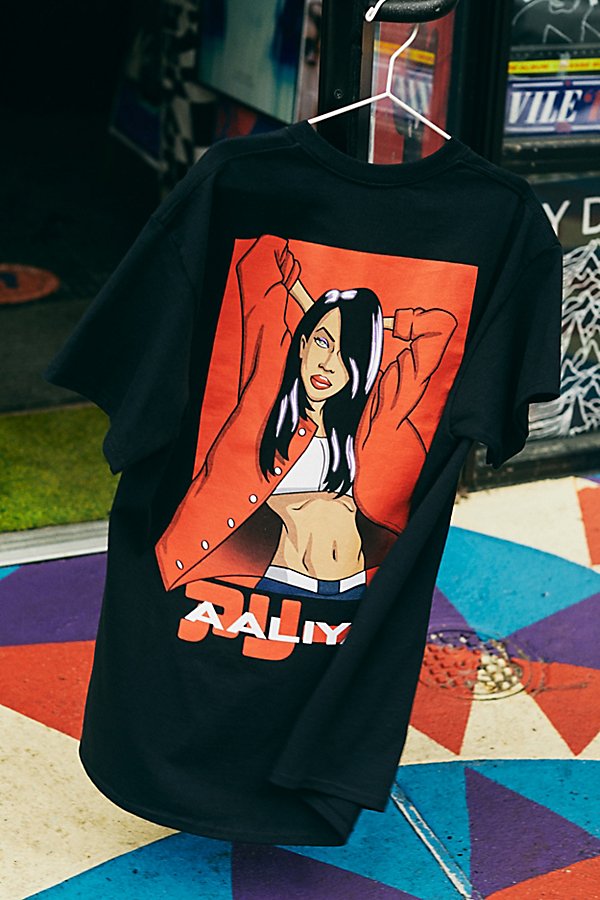 Urban Outfitters Aaliyah Anime Promo Tee In Black
