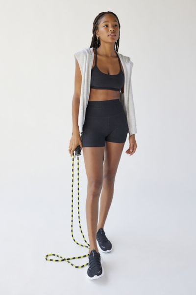Beyond Yoga Spacedye Keep Pace Pocket 5 Shorts Darkest Night In Black