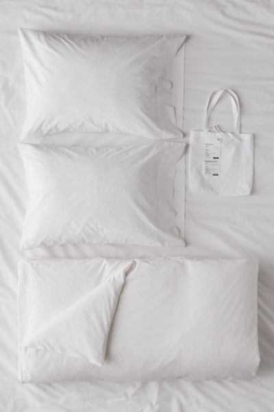 Urban Outfitters Washed Cotton Duvet Set In White