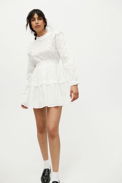 URBAN OUTFITTERS UO REMY EMBROIDERED LONG SLEEVE MINI DRESS 61401501