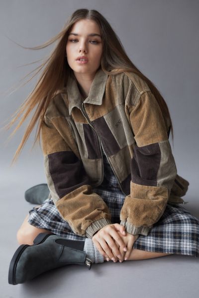 Bdg Patchwork Corduroy Harrington Jacket In Multi