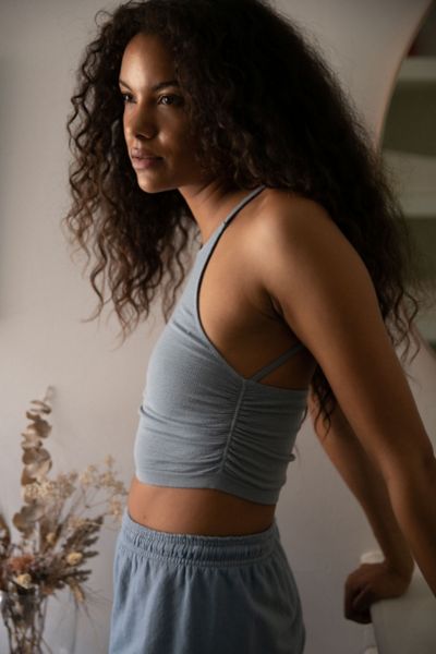 Out From Under Matchpoint Seamless Ruched Bra Top In Slate