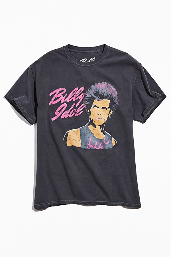 Urban Outfitters Billy Idol Portrait Tee In Washed Black