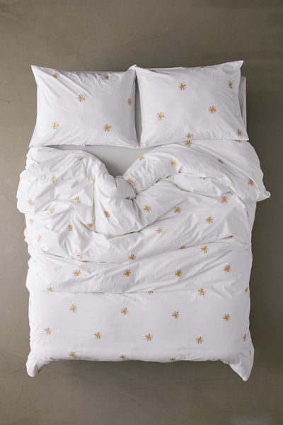 Urban Outfitters Sunny Embroidered Duvet Cover In White
