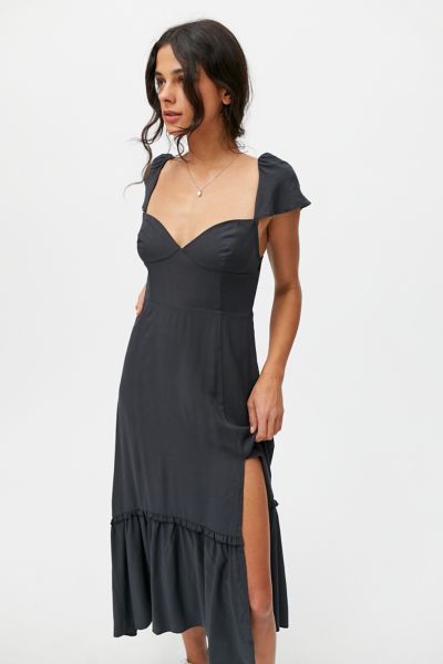 Urban Outfitters Uo Siren Strappy Back Midi Dress In Black