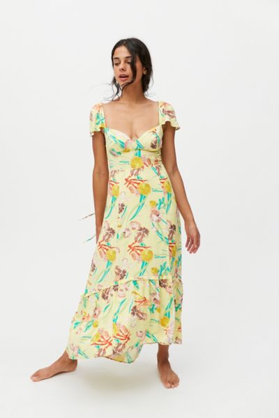 Urban Outfitters Uo Siren Strappy Back Midi Dress In Yellow