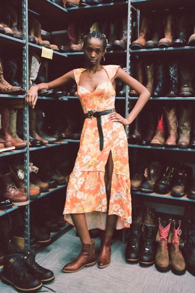 Urban Outfitters Uo Siren Strappy Back Midi Dress In Orange