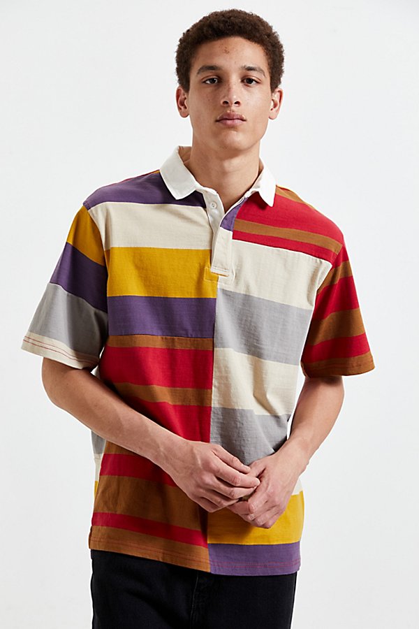 Urban Outfitters Uo Spliced Rugby Shirt In Assorted