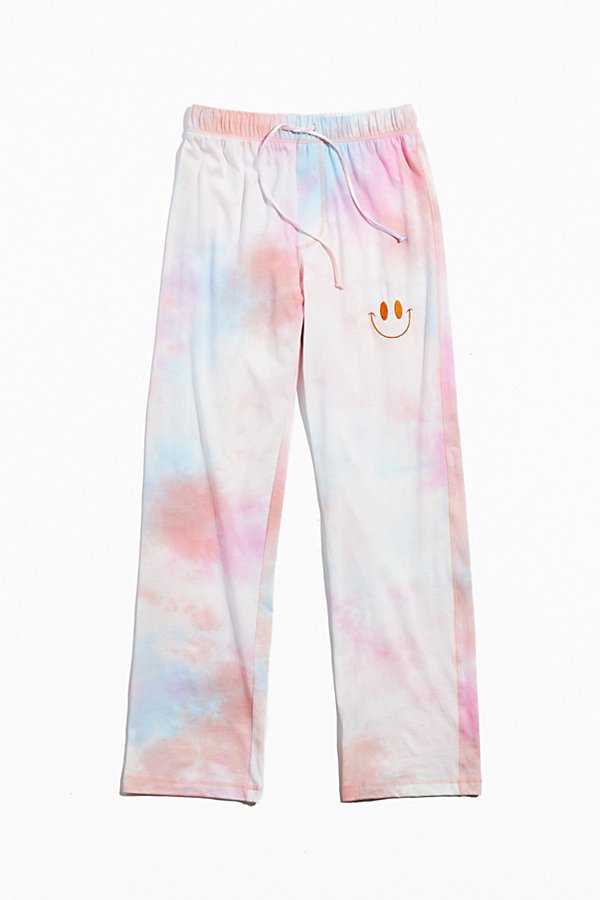 Urban Outfitters Tie-dye Happy Face Lounge Pant In Pink Multi