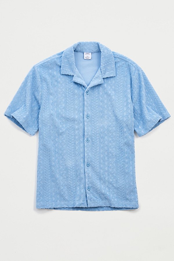Urban Outfitters Uo Jacquard Terry Button-down Shirt In Slate
