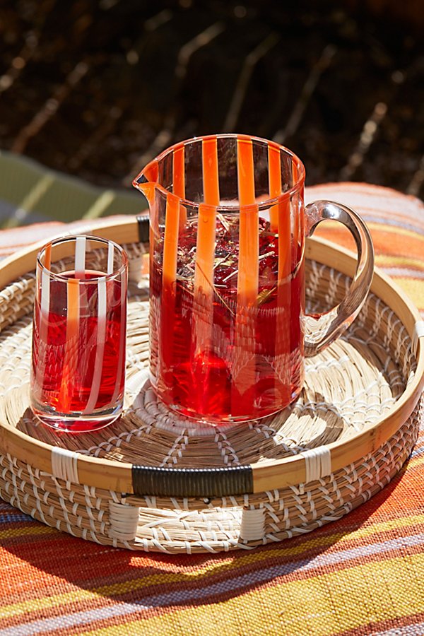 Urban Outfitters Nadia Striped Glass Pitcher In Orange