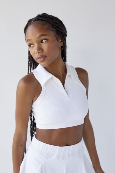 Year Of Ours Gabriella Ribbed Collared Sports Bra In White