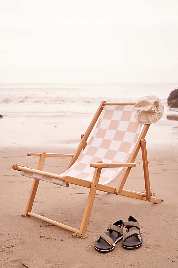 Deny Designs Migraneuse For Deny 1989 Check Outdoor Folding Chair In Taupe