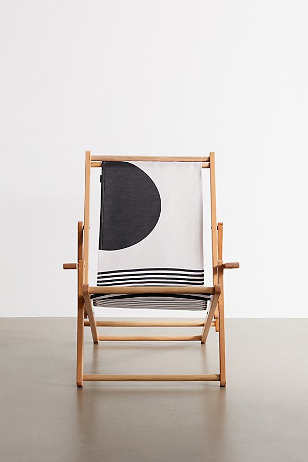 Deny Designs Tmsbynight For Deny Woodblock Art Mid Century Illustration Outdoor Folding Chair In Black