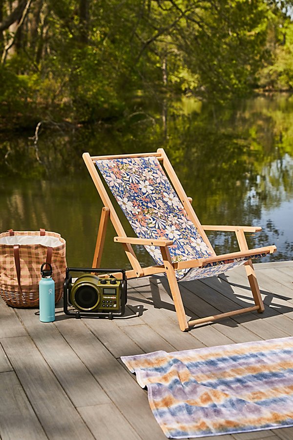 Deny Designs Deny Uo Exclusive Sylvie Dark Floral Outdoor Folding Chair In Blue