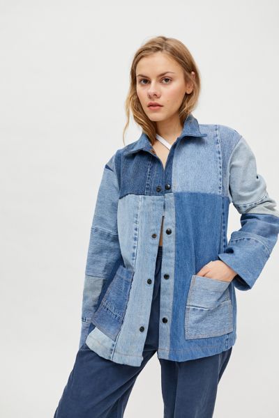 Urban Outfitters Upcycled Pieced Denim Chore Jacket In Indigo