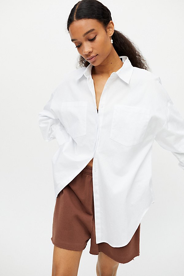 Carrie Button-down Shirt Dress In White ...