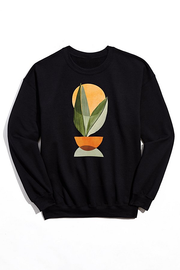 Urban Outfitters Modern Tropical Studios Sunshine Stack Crew Neck Sweatshirt In Black