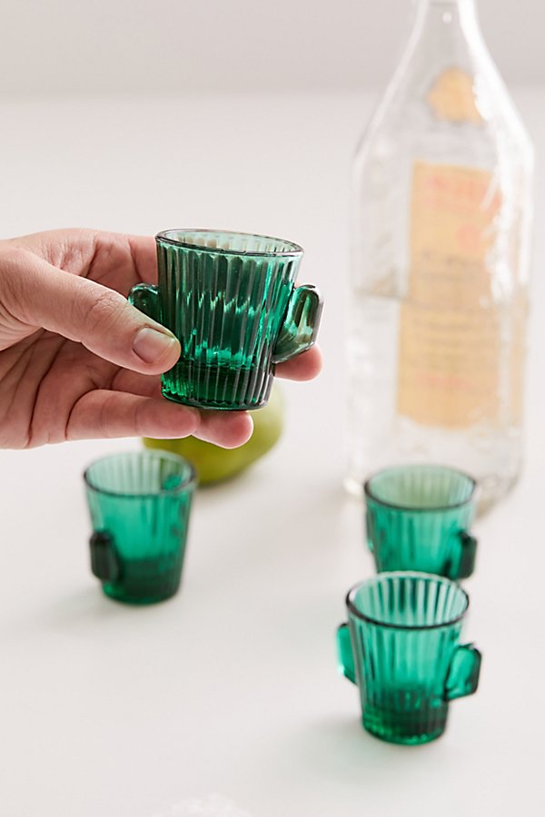 Kikkerland Design Cactus Shot Glass Set In Green