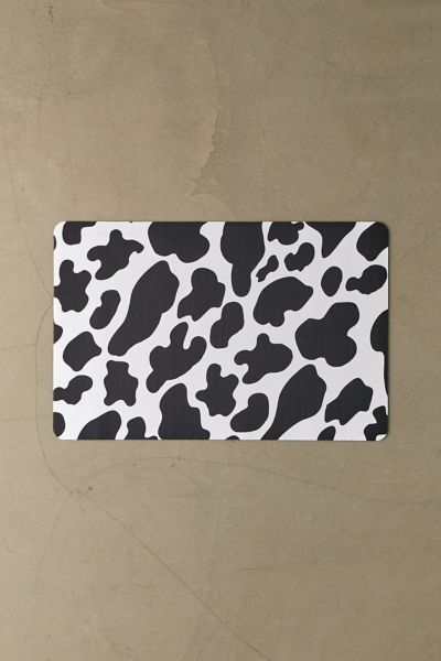 Urban Outfitters Cow Print Kitchen Mat In Black