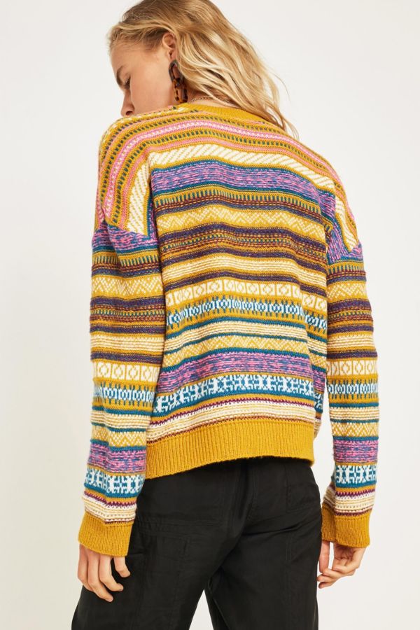 UO Mustard Fair Isle Sweater | Urban Outfitters
