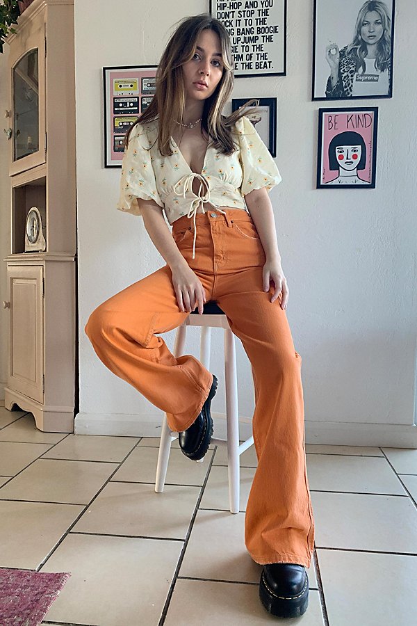 Bdg Tangerine Wide-leg Puddle Jean In Orange